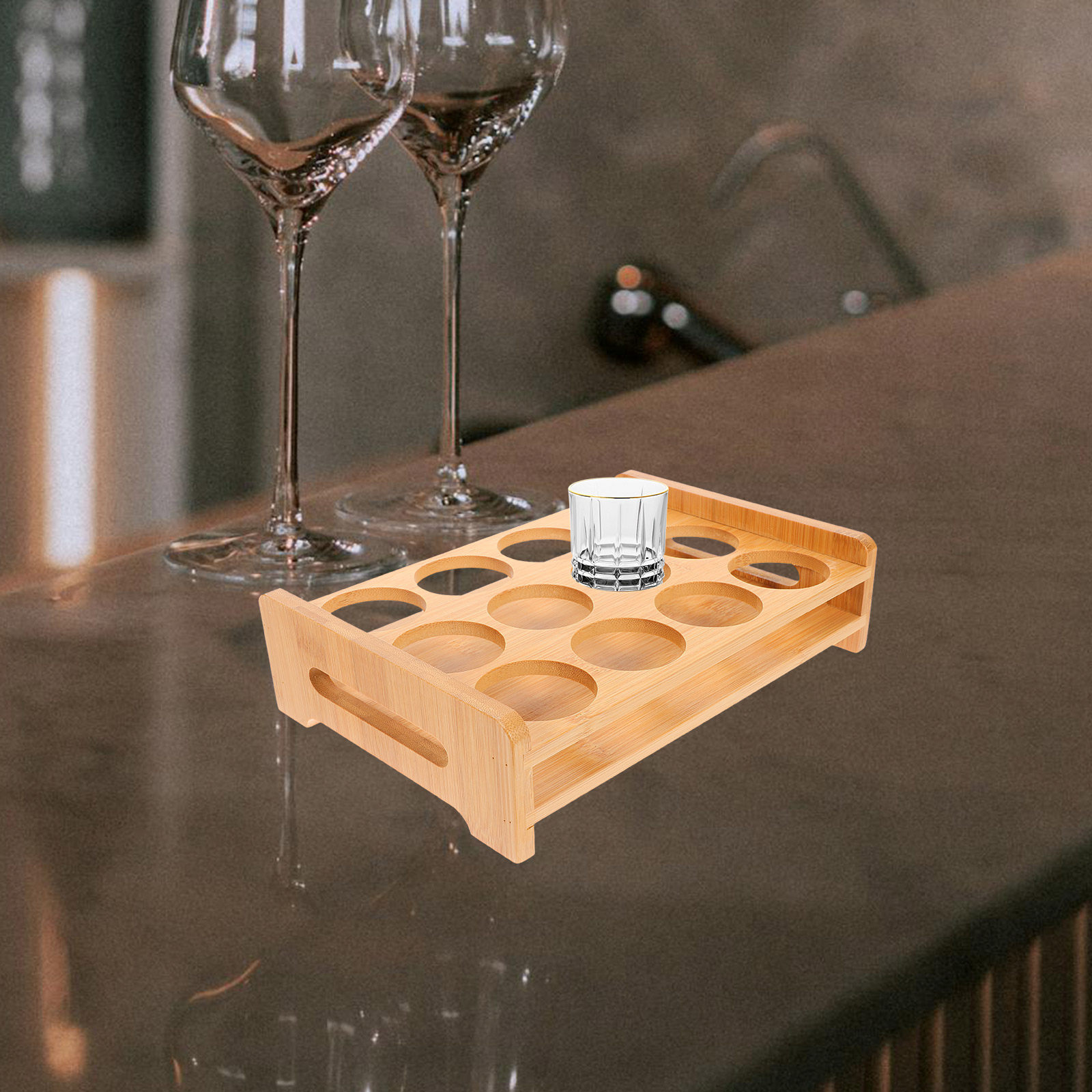 Soporte de Bambú para Vasos de - Wine Beer Whiskey reseña y precio